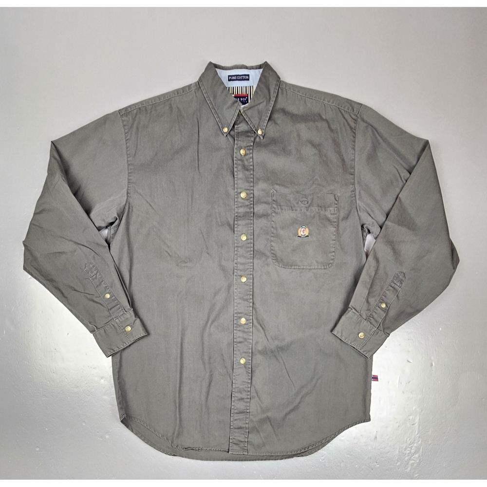 Bugle Boy Button‎ Down Shirt Mens Medium Vintage Green Long Sleeve 100% Cotton.